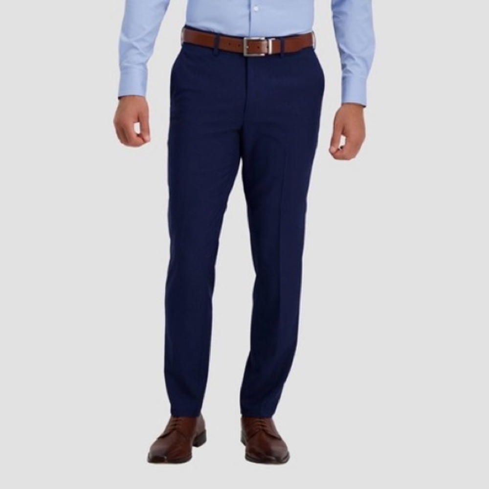 Haggar Cool Right Performance Flex Straight-Fit Flat-Front Pants Navy 32x30